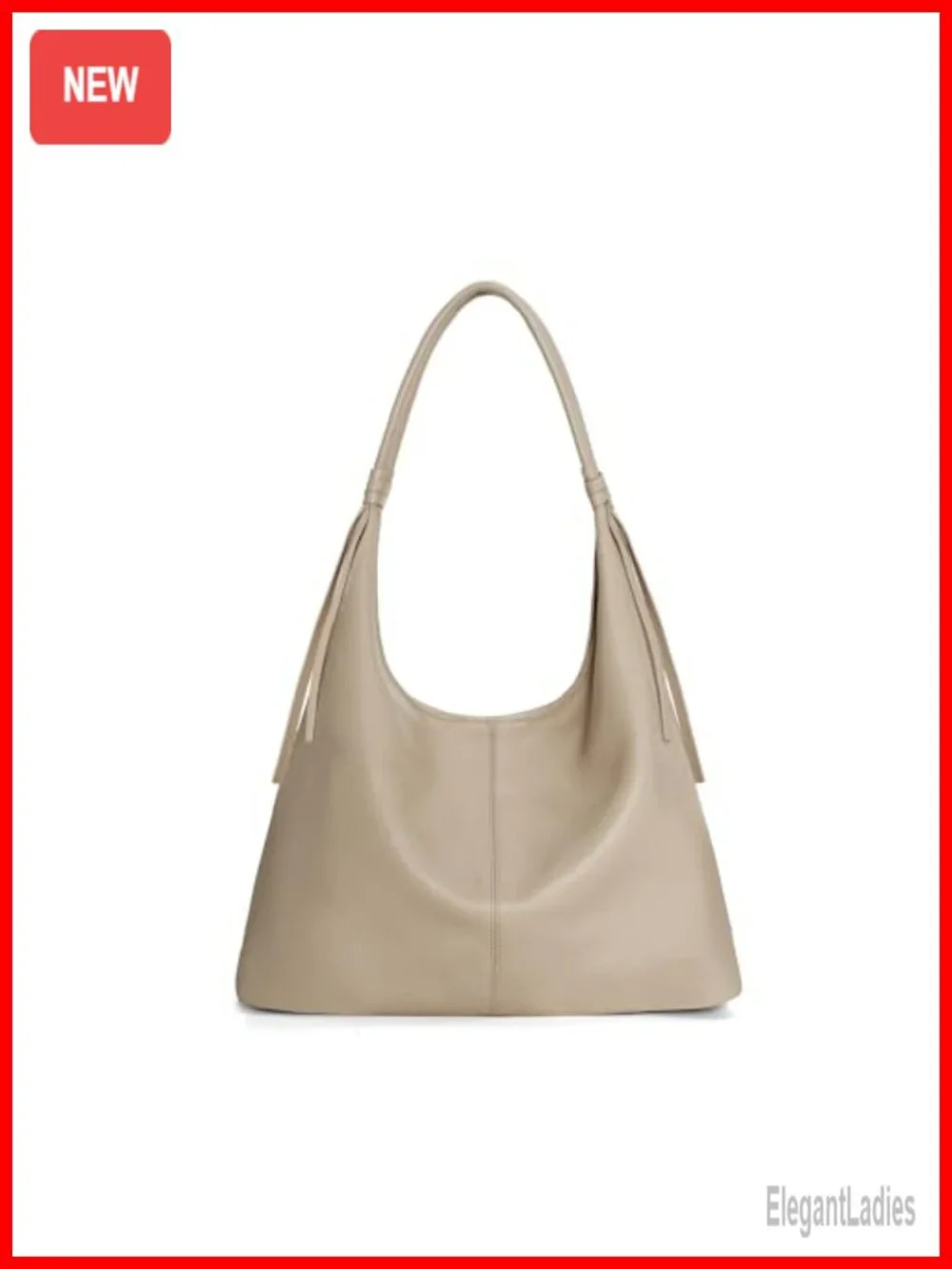 Genuine Leather Slouchy Hobo Purse with Tassel, Top Grain Leather Tote Handbag